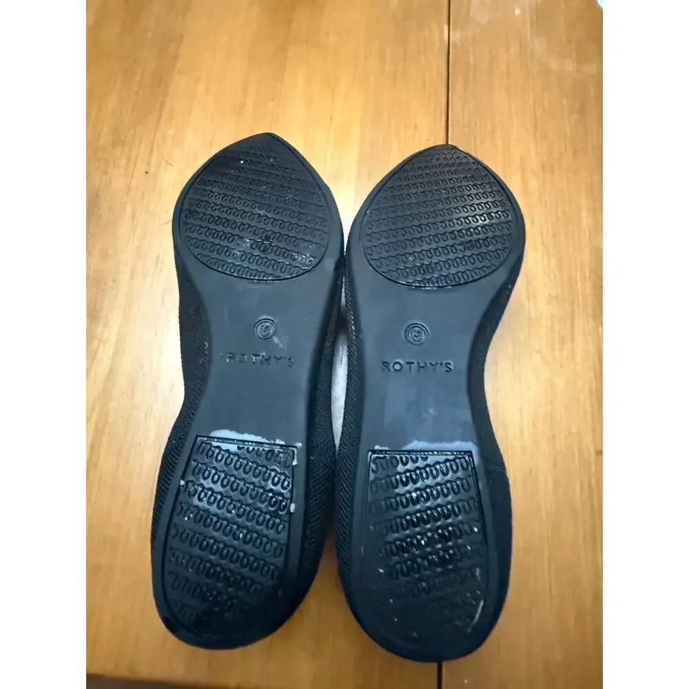 Rothy's The Point black flat slip on ballerina flats 8.5** comfort casual simple